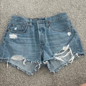 Levi's Blue Distressed Jean Shorts